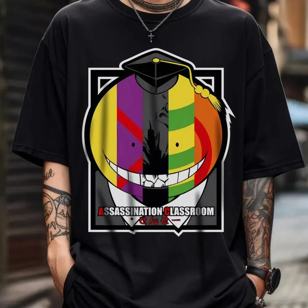 Assassination Classroom Koro-sensei Rainbow Anime Graphic T Shirt Oversized Cotton Casual Short Sleeve Unisex Streetwear Tee