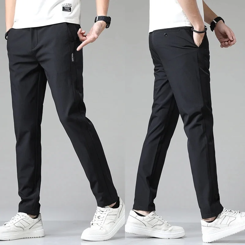

2025 Summer Men's Ultra Thin Casual Pants Breathable Loose Trousers For Walking Travel Ice Silk Elastic Waist Mens Trousers
