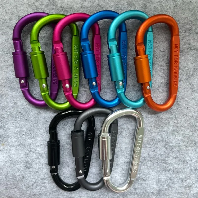 8CM Flattened with Lock Aluminum Mountaineering Nut Bag Buckle Spring-Loaded Carabiner With Twist-Locking Gate Keychain Holder