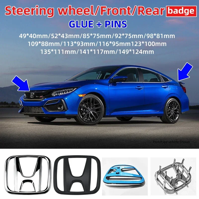 ABS Car Front Rear Badge Sticker for Honda CR-V STEPWGN Civic Accord City XR-V Envix ODYSSEY VEZEL Fit Auto Hood Grille Emblem