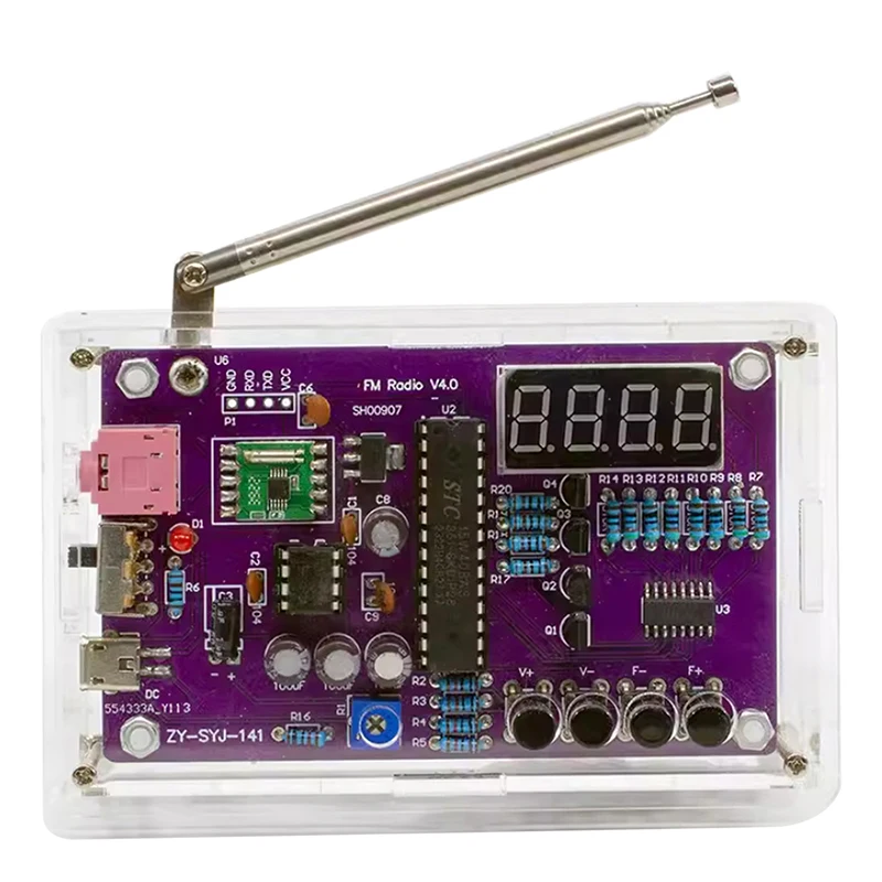 Kit elettronico radio FM fai-da-te Frequenza regolabile 87-108 MHz Display digitale Progetto di saldatura Pratica saldatura RDA5807S