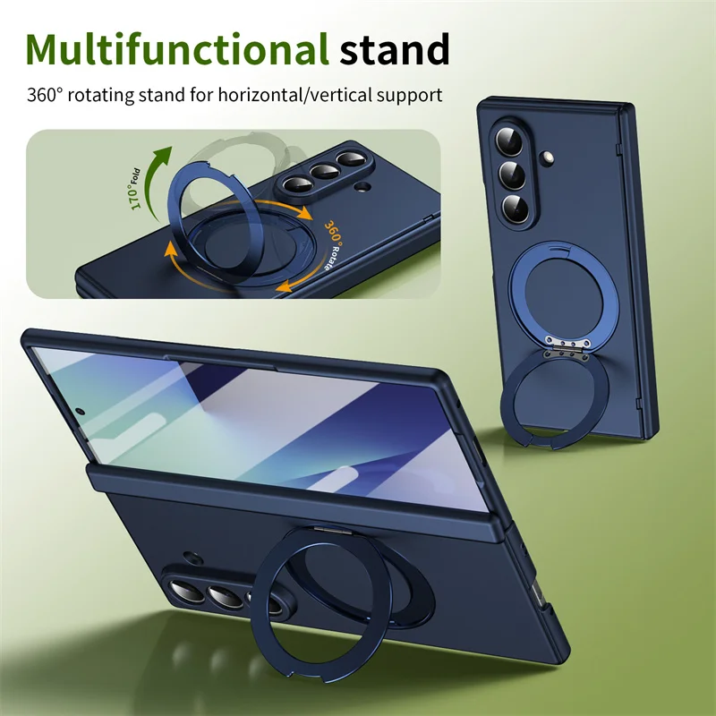 

360° Rotating Magnetic Stand Hinge Shockproof Phone Case For Samsung Galaxy Z Fold 7 6 5 5G For Magsafe Wireless Charging Cover