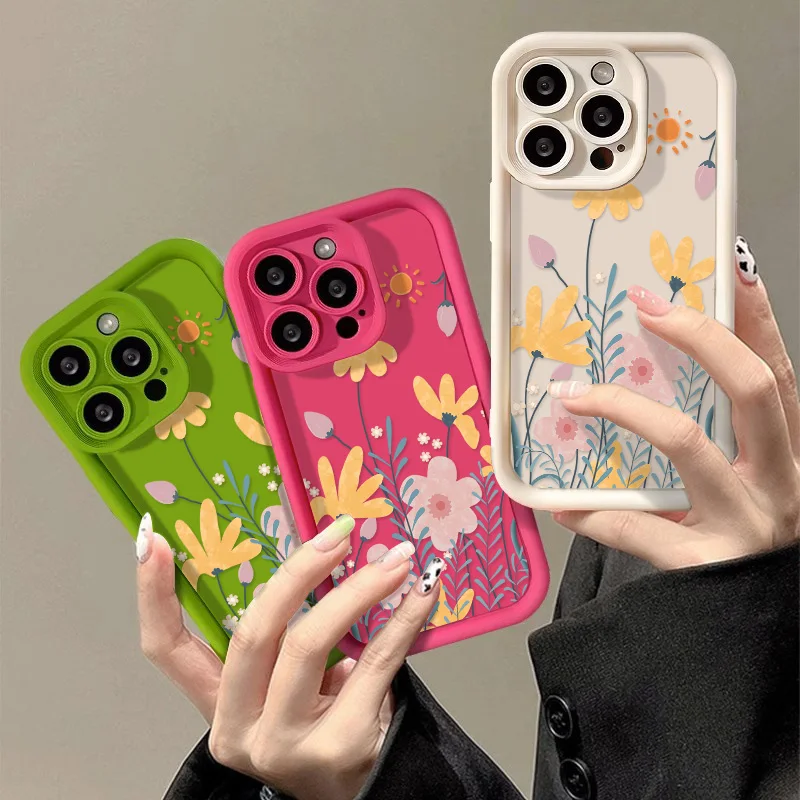 Luuxry Flower Silicone Soft Phone Case For iPhone 12 Funda 13 11 15 14 Pro Max X XR XS 7 8 SE Plus 13pro 15pro Protective Cover image 2