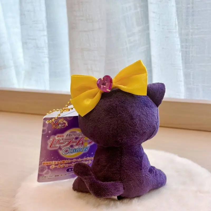 Original Bandai Sailor Moon Luna Cat Plush Pendent Cosmos Japan Anime Collectible Action Figures Toys Keychain For Collectors view 4