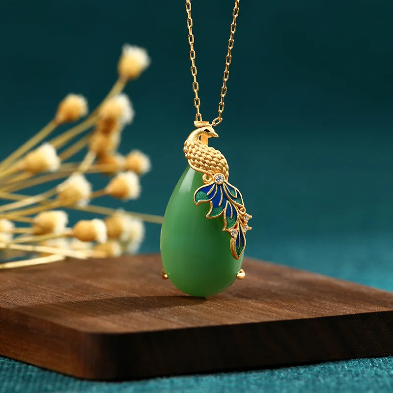 

Зеленый натуральный нефритовый кулон с фениксом, ожерелье из серебра 925 пробы, роскошный винтажный дизайнерский шарм, резной драгоценный камень, настоящие ювелирные изделия