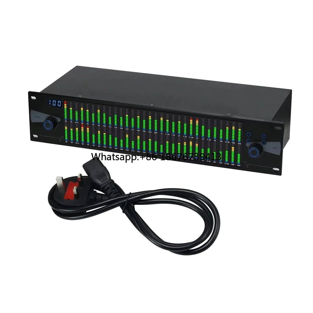 Professional Graphic Equalizer Digital Dual 31-Band Spectrum Display for Stage Home Uses
