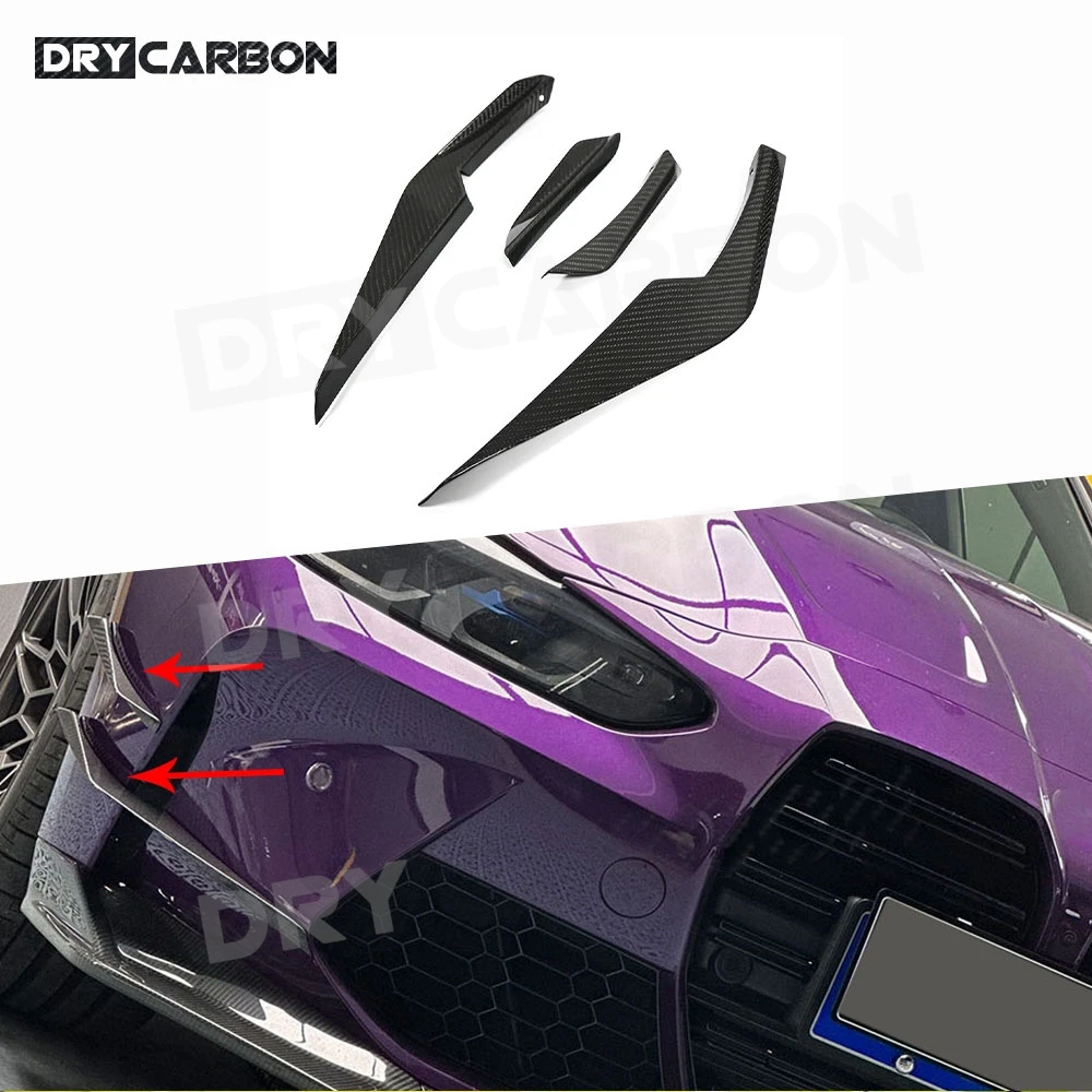 

Dry Carbon Fiber K Style Front Bumper Air Vent Trims Canards Aprons Car Body Kits Accessories for BMW G80 M3 G82 G83 M4 2021+