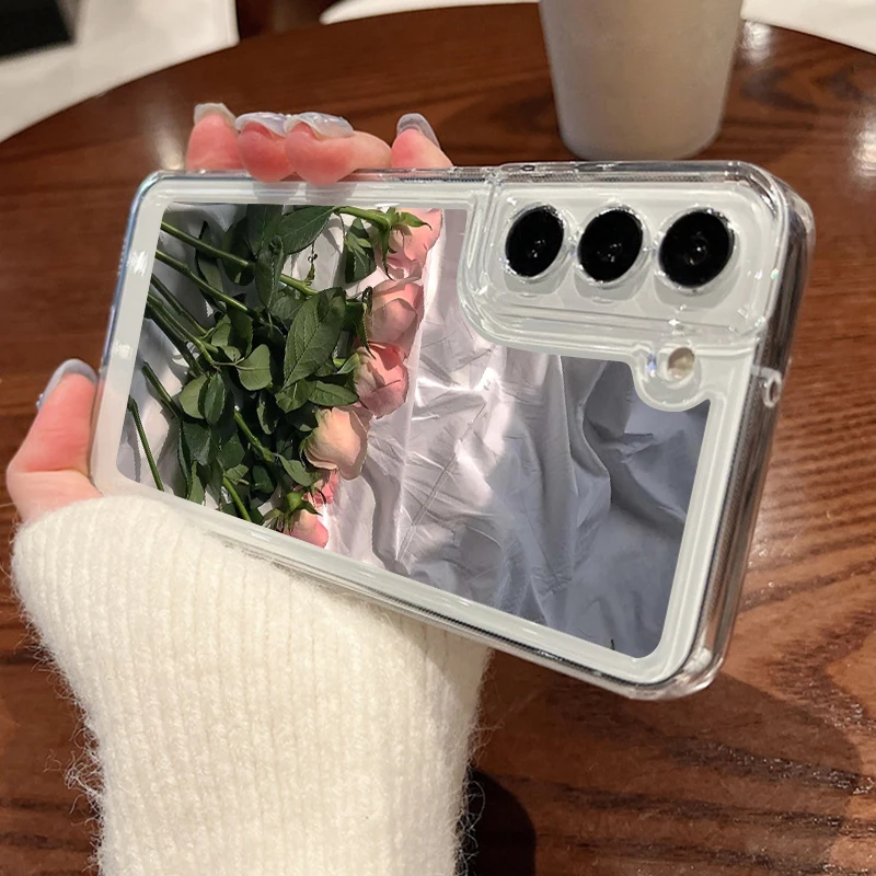 Rosa Rose Blumen Handyhülle für Samsung Galaxy A17 A56 A16 A36 A26 A55 A15 A54 A53 5G S24 FE S25 Edge S23 S22 Ultra Soft Cover