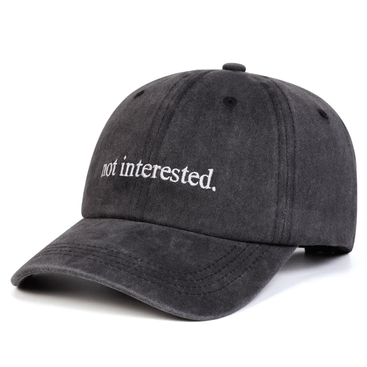 Unisex Not INTERESTED Embroidery Wash Baseball Caps Spring and Autumn Outdoor Adjustable Casual Hats Sunscreen Hat Sports Cap