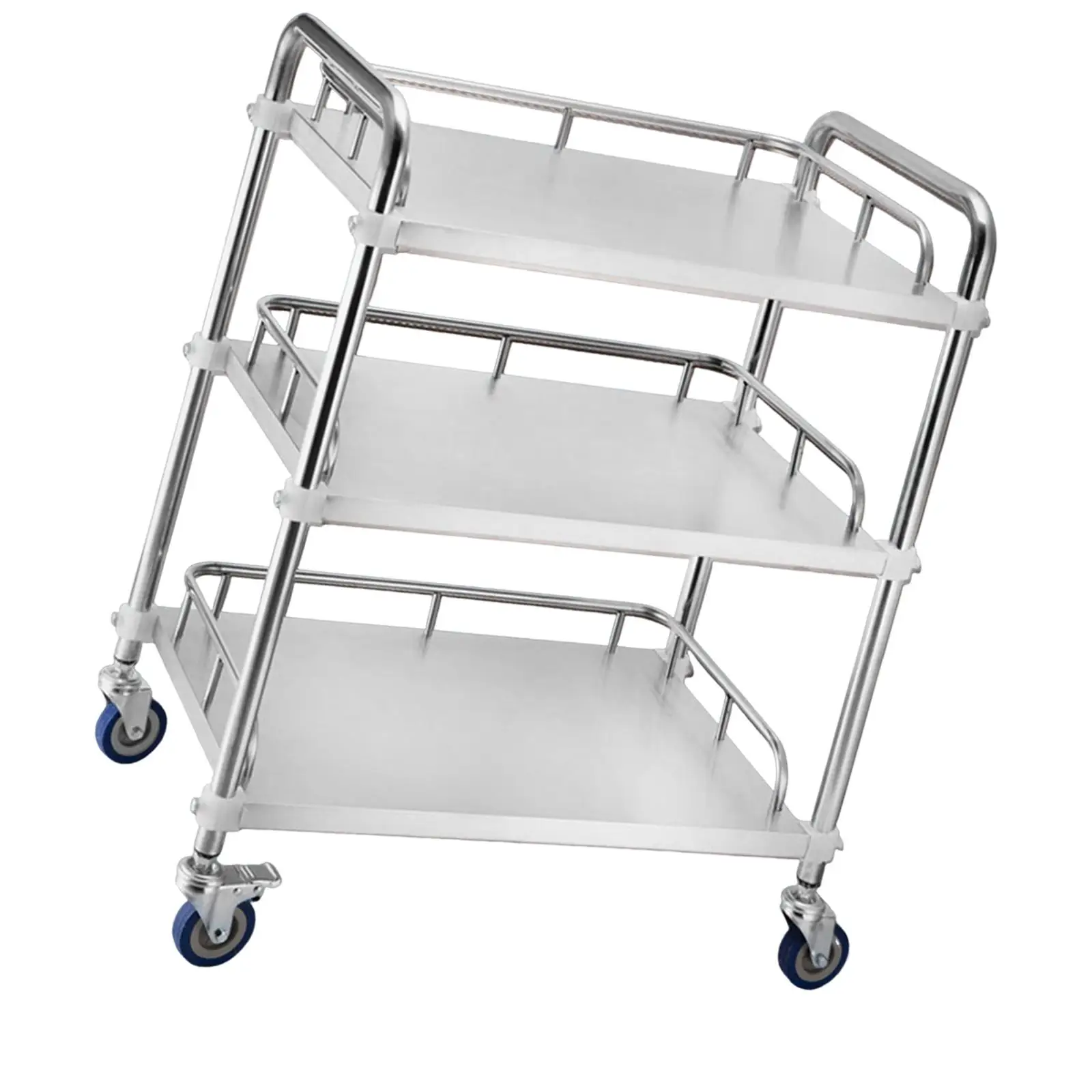 3 Tier Stainless Steel Lab Serving Cart 45x35x86cm Silent Wheels Versatile