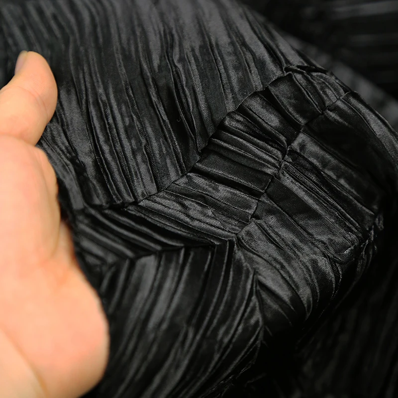Black Composite Handmade Textured Fabric for Spring and Autumn Tops Jackets Skirts Clothing Fashion Designer Fabrics