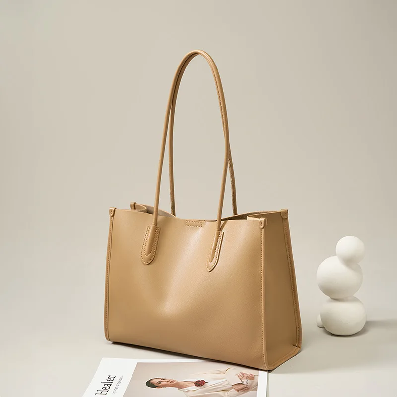 

Niche soft leather tote bag, new versatile high-end large-capacity cowhide shoulder bag