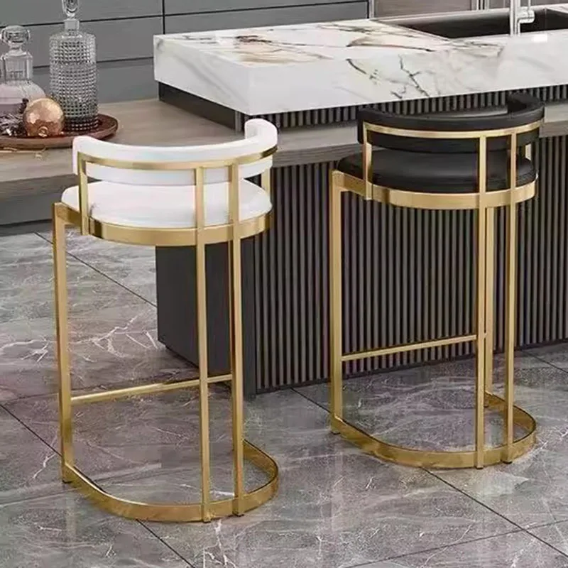 Kursi Bar Restoran Logam Balkon Modern Aksen Minimalis Kamar Tidur Emas Kursi Bar Lembut Dapur Bancos De Bar Perabotan Bar