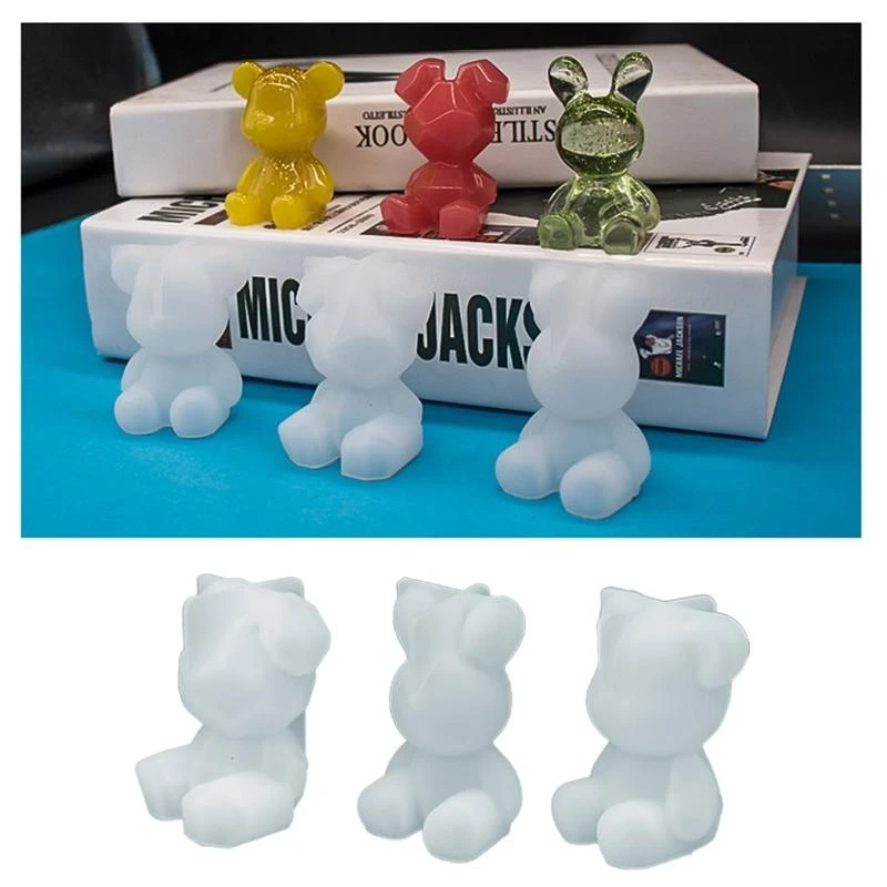 Bear Rabbit Keychain Mold Silicone Animal Mold for DIY Keychain Pendant Jewelry Craft Valentines Day Present