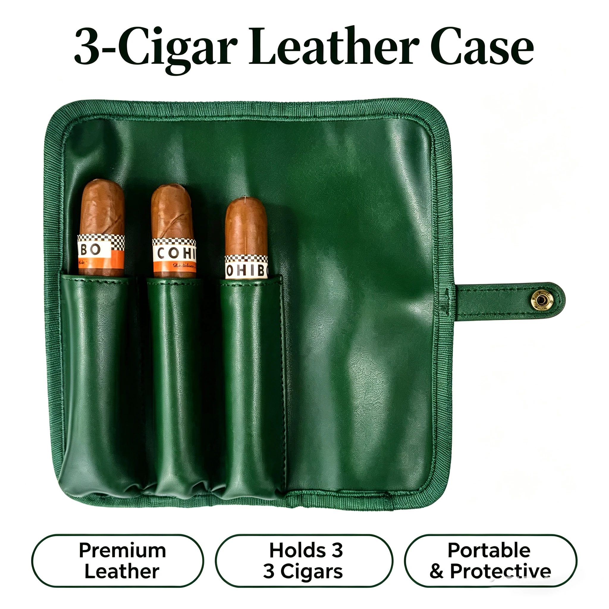 PU Leather Portable Cigar Box Can Hold Three Cigars, With Strong Flexibility And Waterproof And Wear-Resistant Cigar Leather.