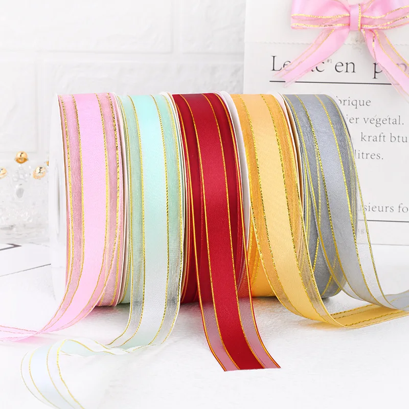 5 Yards 25mm Chiffon Color Organza Ribbons For Crafts Gift DIY Handmade Christmas Wedding Party Gift Packing