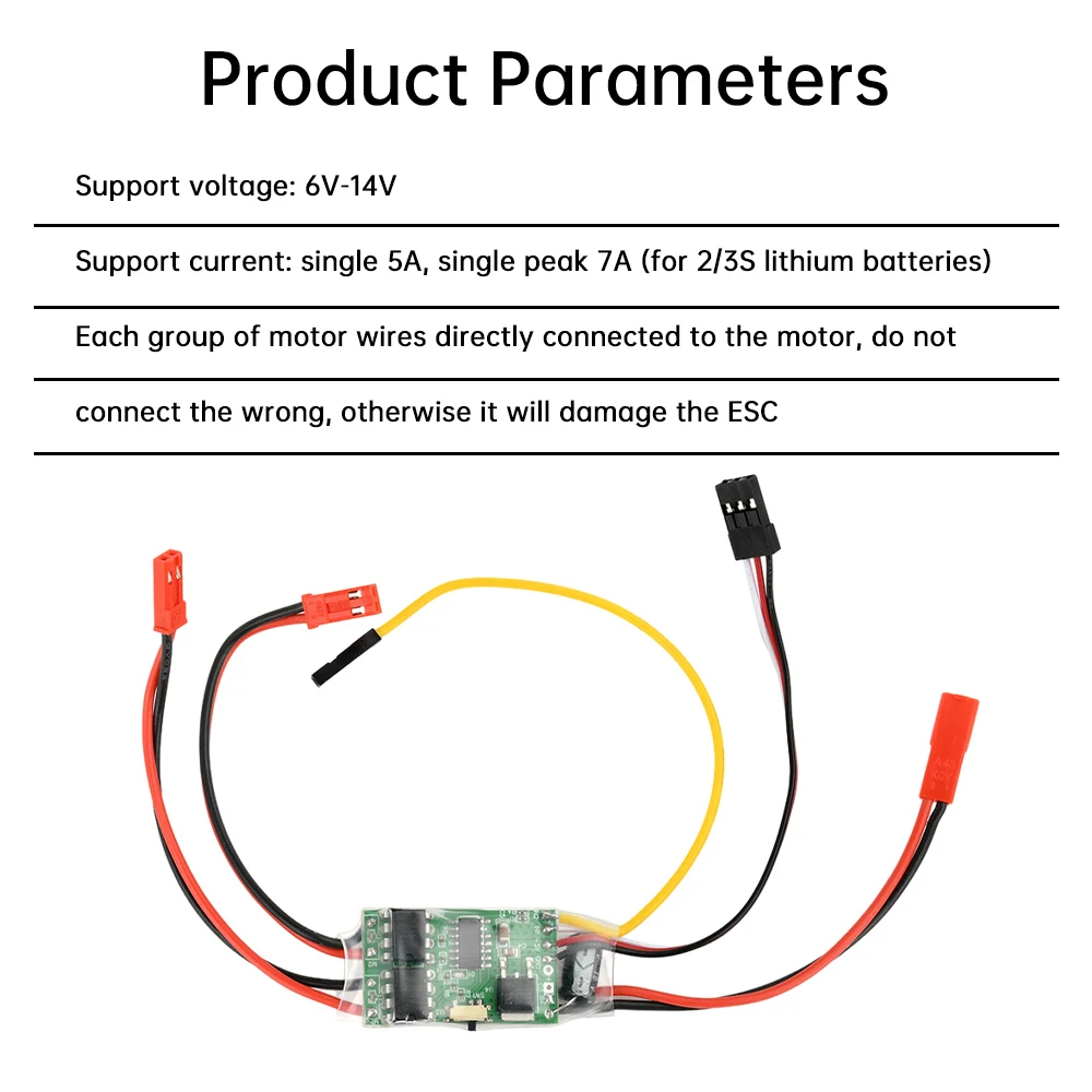 Dual Channel Bidirectional ESC Brushed Electric Speed Controller RC Model Ship Tank Tracked Vehicle 2S 3S Lithium Battery 5A