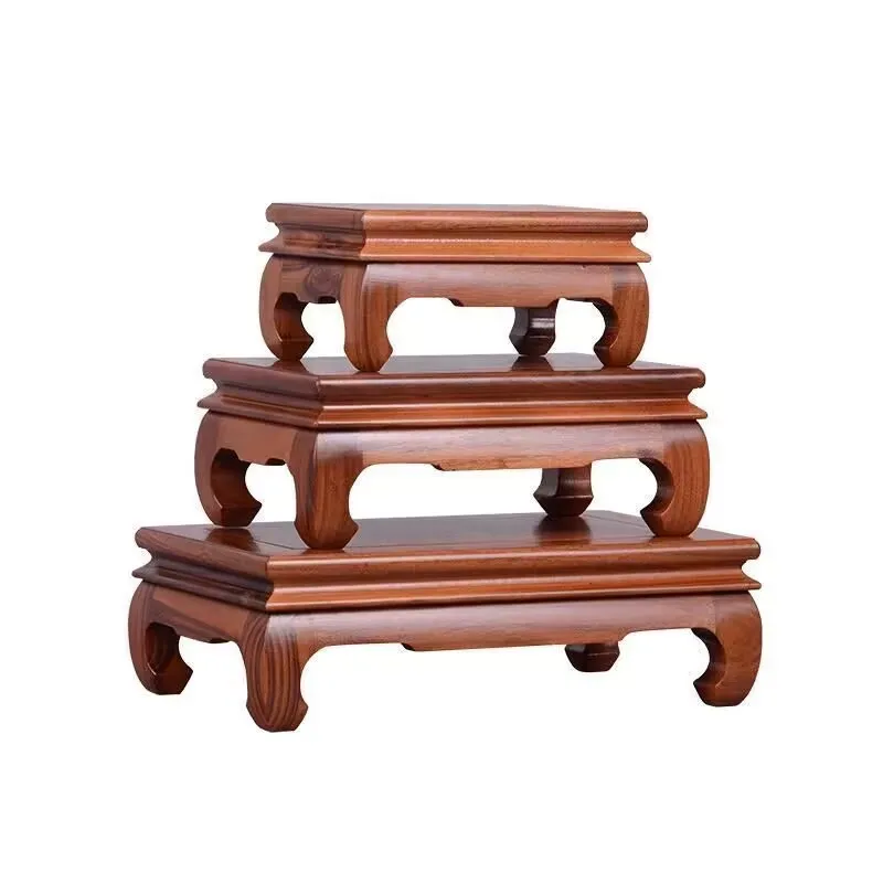 Premium Natural Solid Wood Miniature Table Figurine Vase Flower Pot Display Stand Tea Sets Pedestal Bonsai Holder Log Lathe