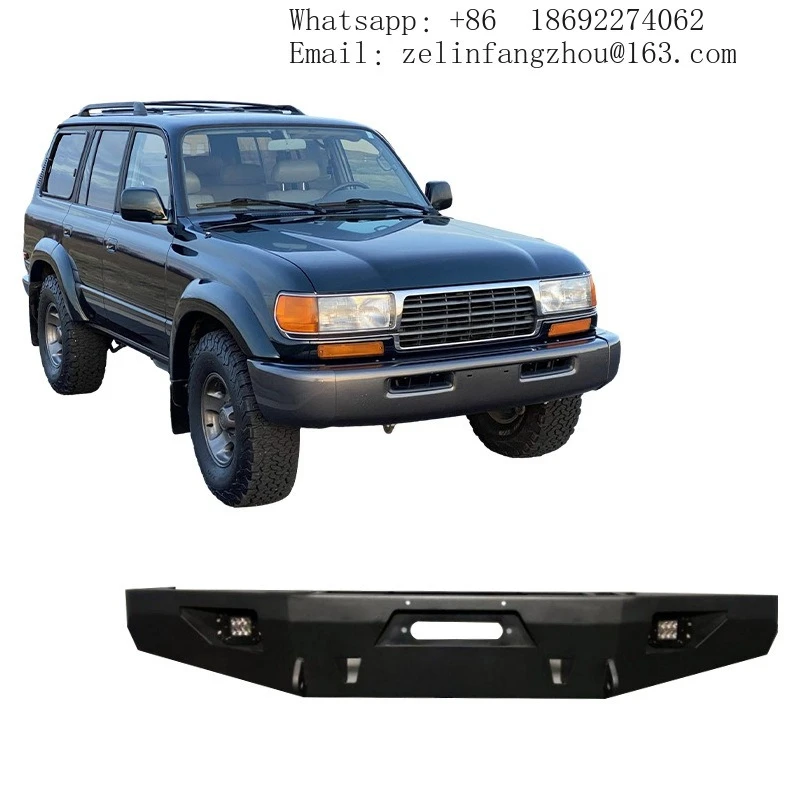 

New Aftermarket Steel Front Bumper w/ Fog Light Cut-Outs For Toyota LC80 Off-Road Heavy Duty Bolt-On Upgrade Replacement