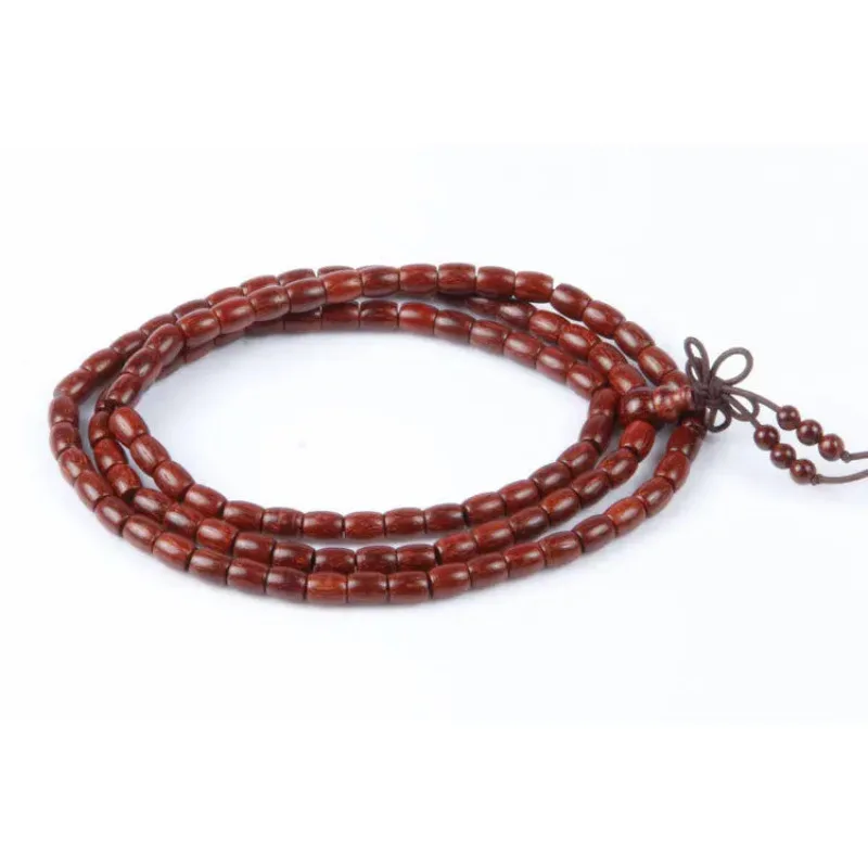 Tibetan Buddhism 108 & 216 Along Grain Lobular Red Sandalwood Drum Beads Mala