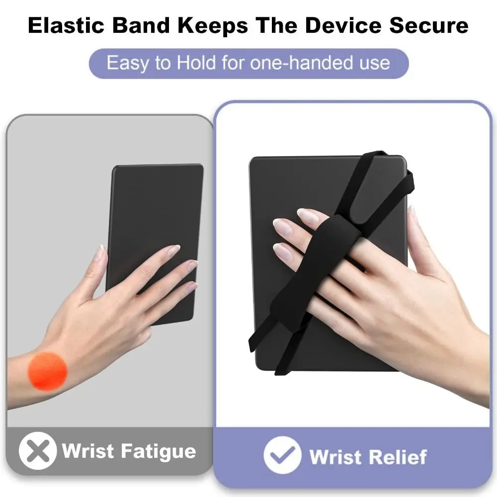 Silicone Tablet Secure Hand Strap 6/7/8/10 inch Non-Slip Finger Grip Portable Ergonomic for Kindle/Kobo/Boox/Lenovo