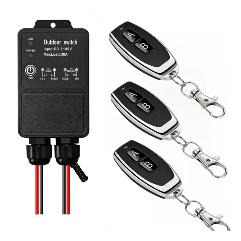 

ABAC-для насоса, универсальный вентилятор, 433 МГц, беспроводной пульт дистанционного управления, водонепроницаемый приемник, передатчик DC8V-80V, 30A