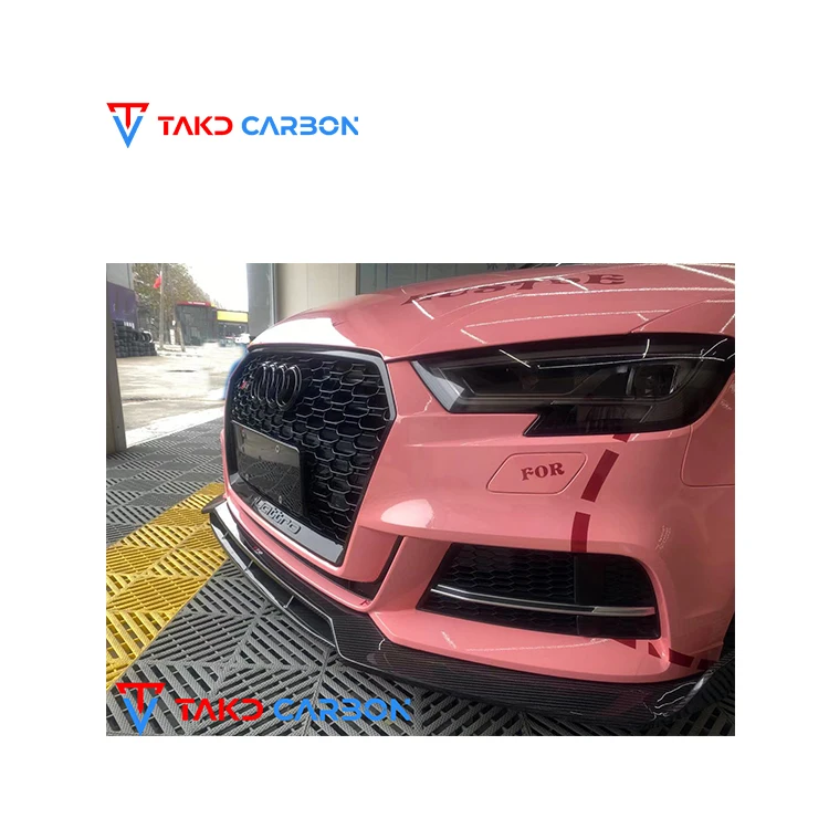 CARBON Brand Neat and Clear Surface Texture universal rear spoilers Dry Carbon Fiber Front Bumper Lip For AUDI A3 S3