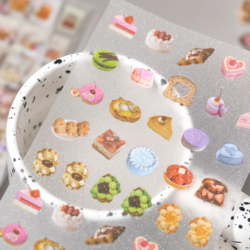 6 Sheets Cute Cake snacks theme Stickers Creativity Adhesive Diy waterproof Decorative Diary Scrapbooking material view 5