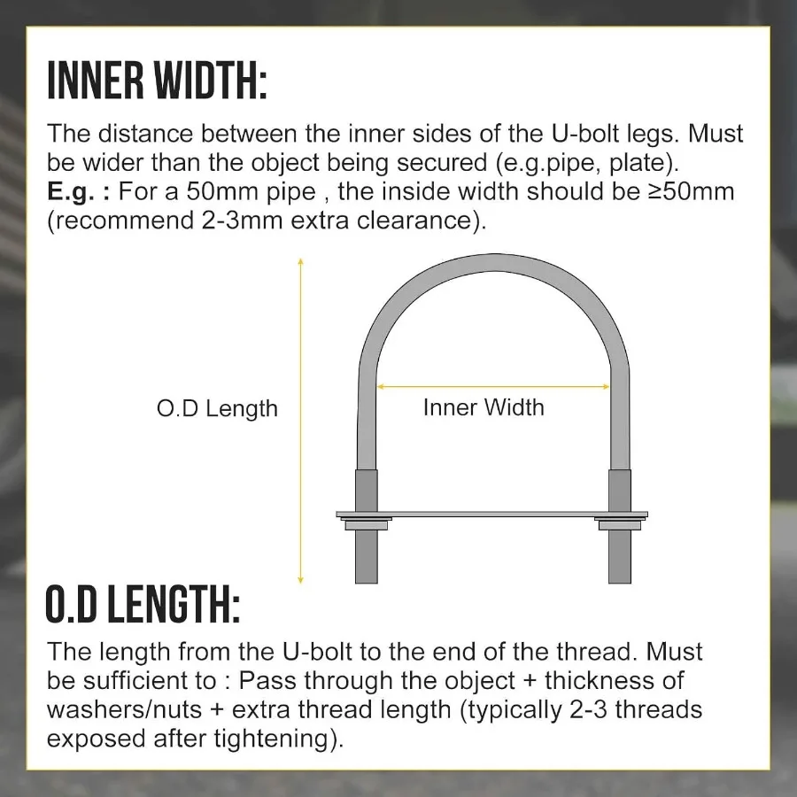 M8x50x100mm Bulloni a U Kit rotondo 4 Set Kit UBolt in acciaio al carbonio con dadi Piastra telaio Washe Buono per rimorchio per tubi Foglia automobilistica Spr