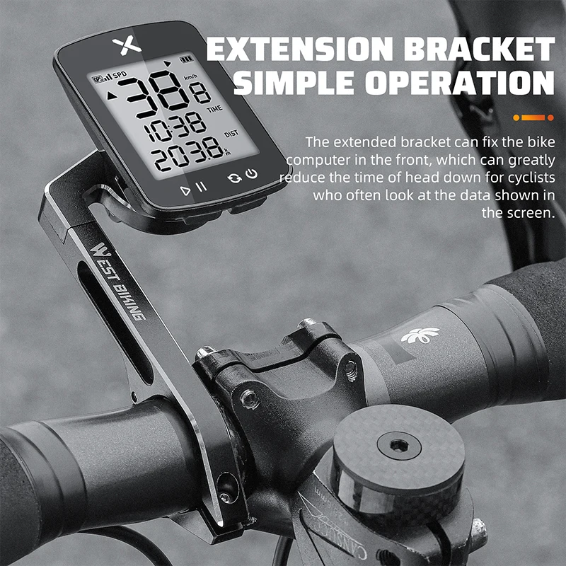 WEST BIKING Bicycle Computer Bracket Aluminum Alloy Speedometer Extension Bracket Bike Headlight Holder For Garmin/Bryton/Wahoo