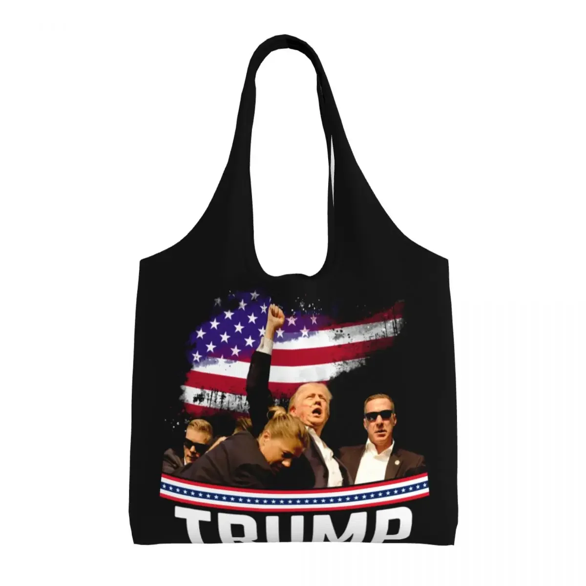 Custom Funny Trump Will Be Back Shopping Tote Bag Recycling American USA Groceries Canvas Shoulder Shopper Bag