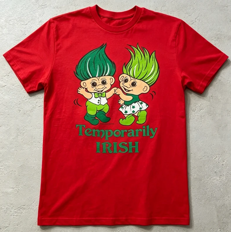 Summer Vintage Cartoon Troll Graphic T‑Shirt Unisex Casual St Patrick Day Short Sleeve Cotton Tee 2026 Fashion Comfortable Tees