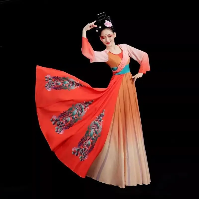 Pfirsichkleid, Tanzkostüm, Tang Yin, klassischer Tanz, Performance-Kostüm, Damen-Tanzkleid im chinesischen Stil, stimmungsvolle Öffnung