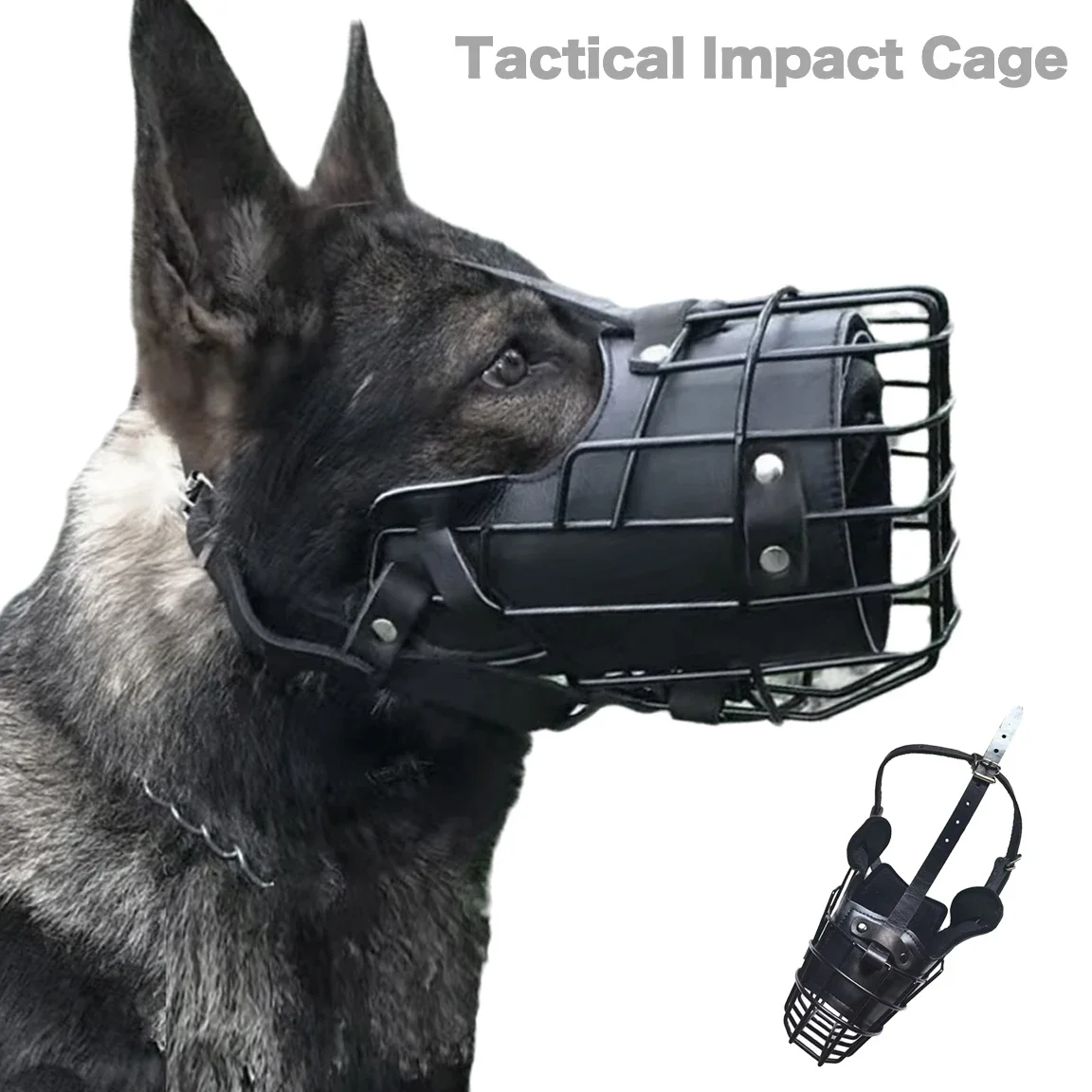 

Anti-collision Dog Muzzle Pet Tactical Impact Cage Breathable Anti-Biting Metal Mask for Rottweilers German Shepherds Training