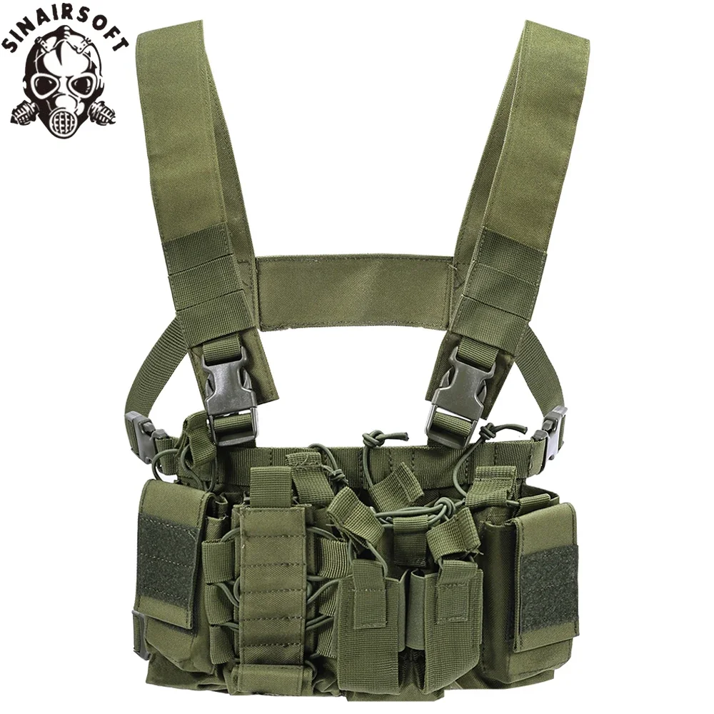 

SINAIRSOFT Tactical Chest Rig Bag Molle Airsoft Vest with Magazine Pouch Holster Hunting Functional Two Way Walkie Talkie Holder