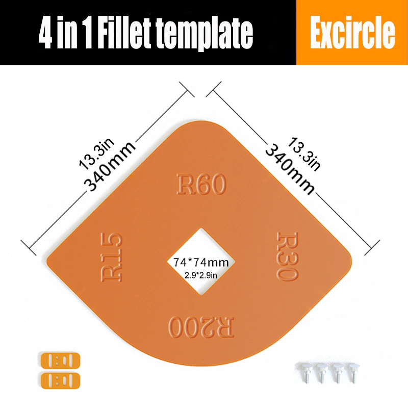 Woodworking Router Corner Radius Templates Jig R200 R60 R30 R15 R100 Arc Angle Corner Template Woodworking Tool