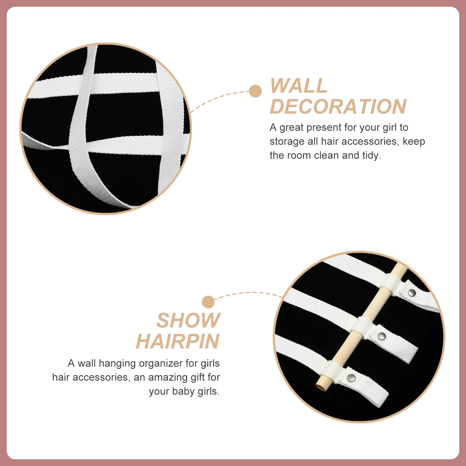 

1Set Wall Hanging Hair Accessories Organizer for Baby Girls Bows Headbands Clips Decorative Storage Display Bow Holder