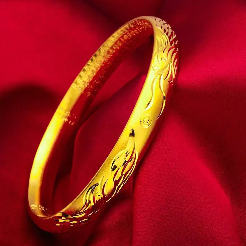 

Gold bracelet female dragon and phoenix inheritance closed simple fashion bracelet