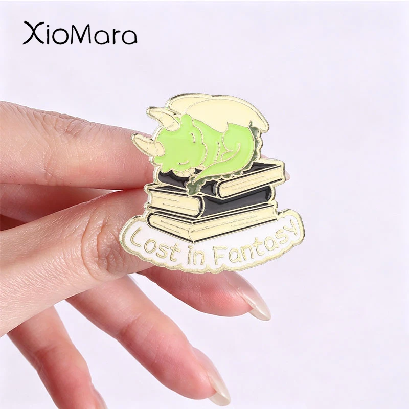 Cute Cartoon Animal Enamel Pins FANTASY Book CLUB Metal Brooches Fashion Lapel Badge Backpack Clothes Jewelry Gift for Friends