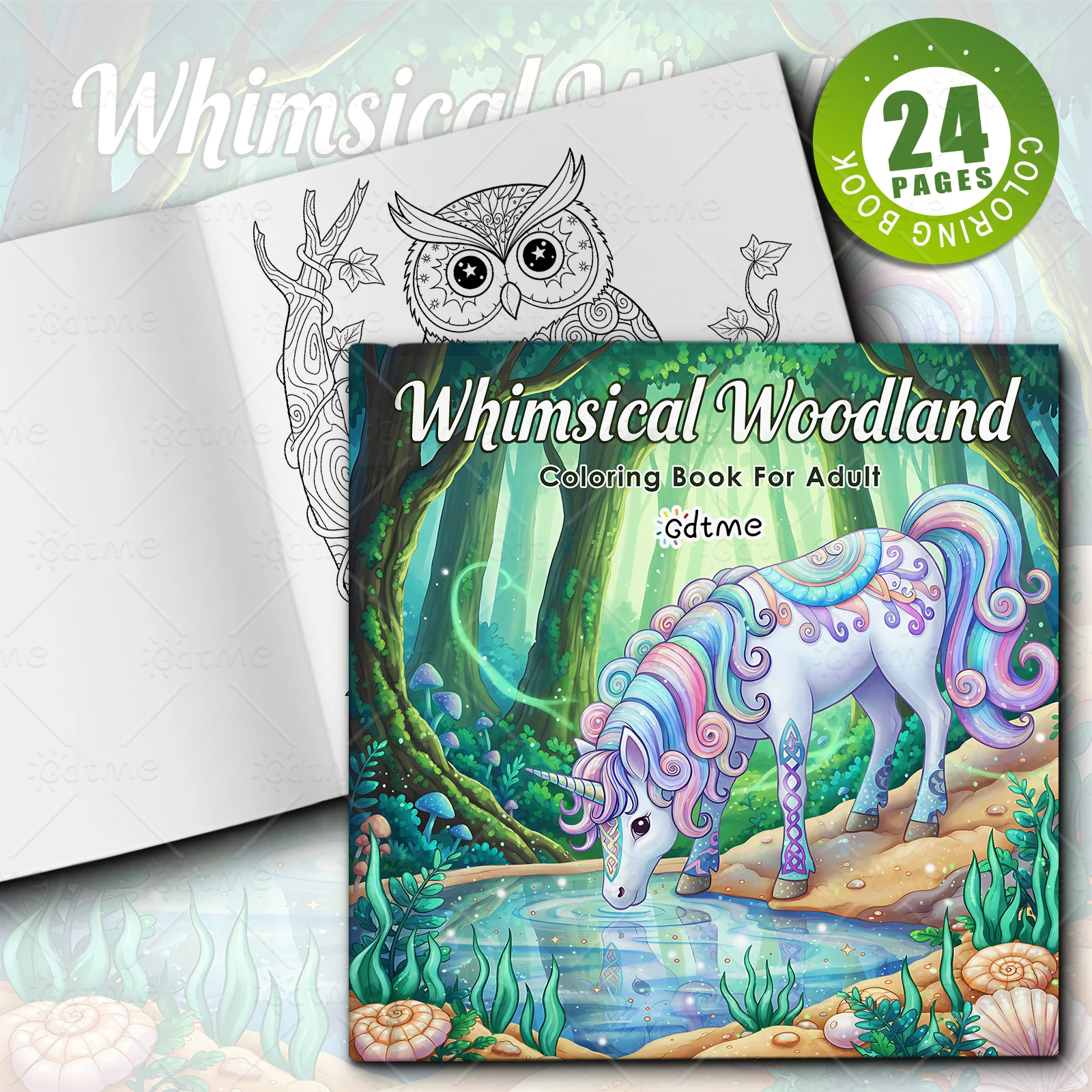 Whimsical Woodland 24 Page Colouring Book Gift For Birthday Party Relieve Stress Kill Time Graffiti Painting Drawing Books