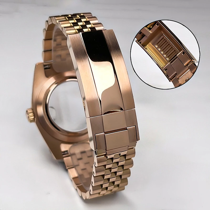 NH35 Case 36mm/39mm DJ Rose Gold Diamond Bezel Sapphire Glass Fit