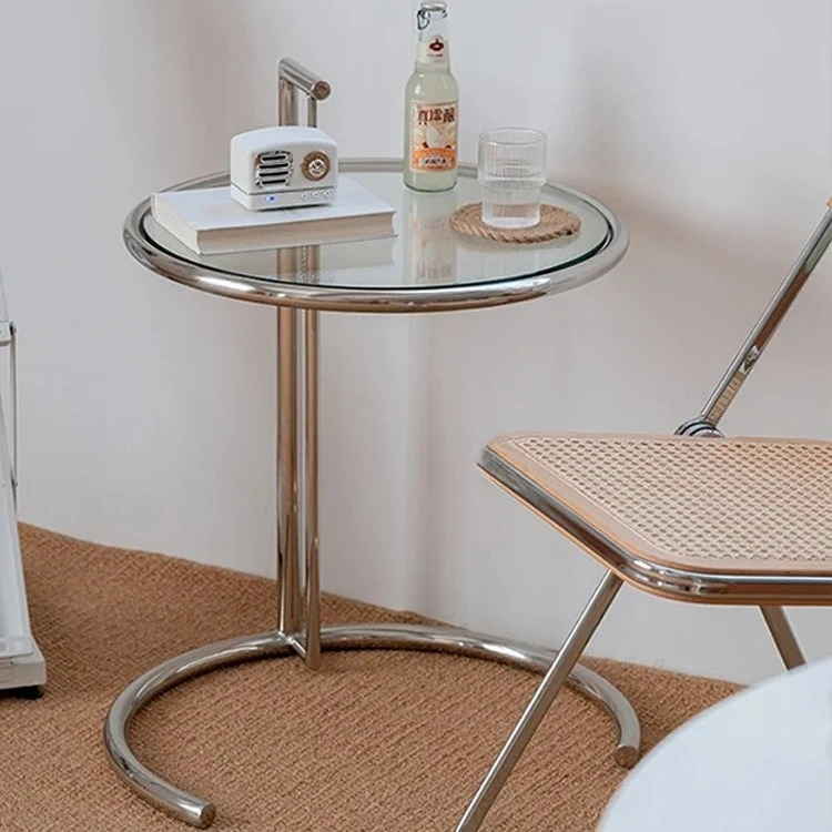 Lifting small coffee table Internet celebrity ins style, new medieval glass edge table, Nordic simple modern round table
