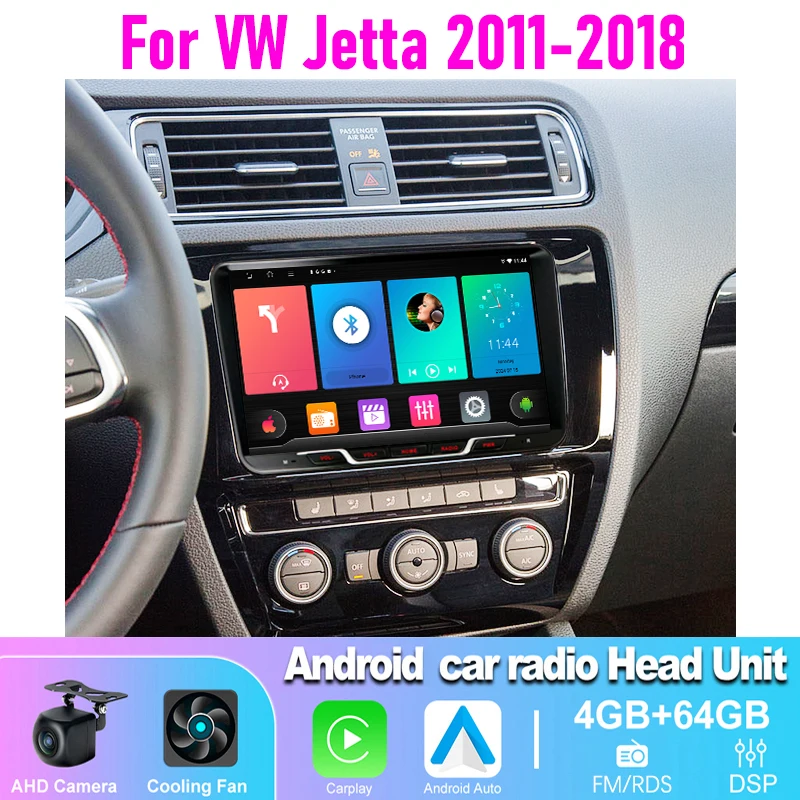 

4+64GB 9" Car Radio For VW Jetta 2011-2018 Wireless Carplay Android 15 Auto Head Unit GPS BT Bluetooth Canbus