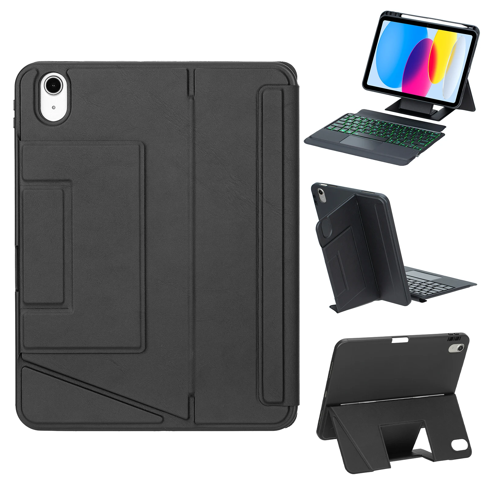 

HY-10B For iPad (2025) / 10.9 (2022) Leather Case Detachable Backlit Bluetooth-Compatible Keyboard with Floating Stand - Black