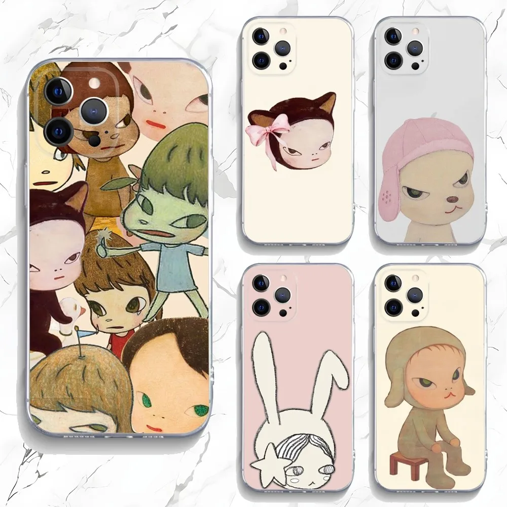

Y-Yoshitomo N-Nara Art Phone Case For iPhone 16,15,14,13,12,11 Plus,Pro,Max,XR,XS,X,7,8 Plus,SE,Mini Transparent Silicone Soft