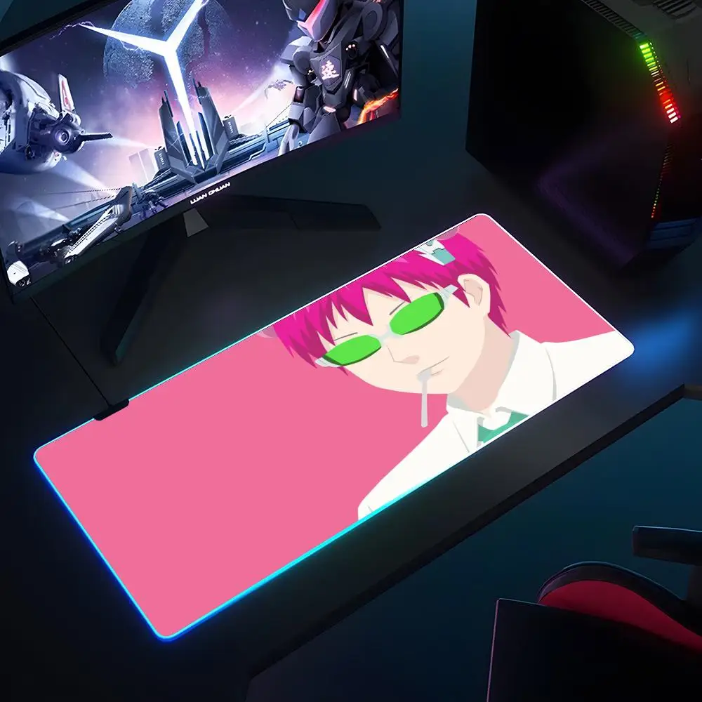 The Disastrous Life of Saiki K Mouse Pad RGB Luminous 700X400mm Large Table Pad Encrypted Anti Skid Super Large Mouse Pad