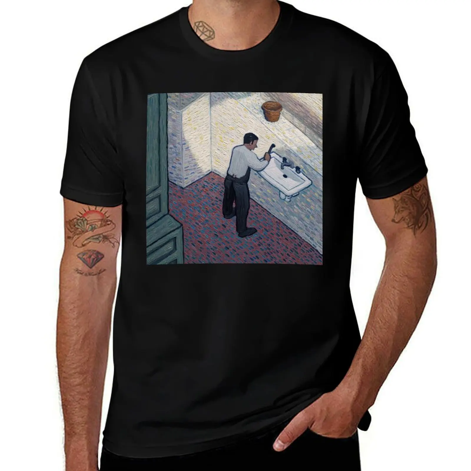 

Plumber Post-impressionist painting style T-Shirt vintage clothes tshirts personalised men clothes
