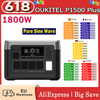 Oukitel P1500 Plus 1800W Portable Power Station 1536Wh 51.2V Pure Sine Wave Lifepo4 Battery 2W Led