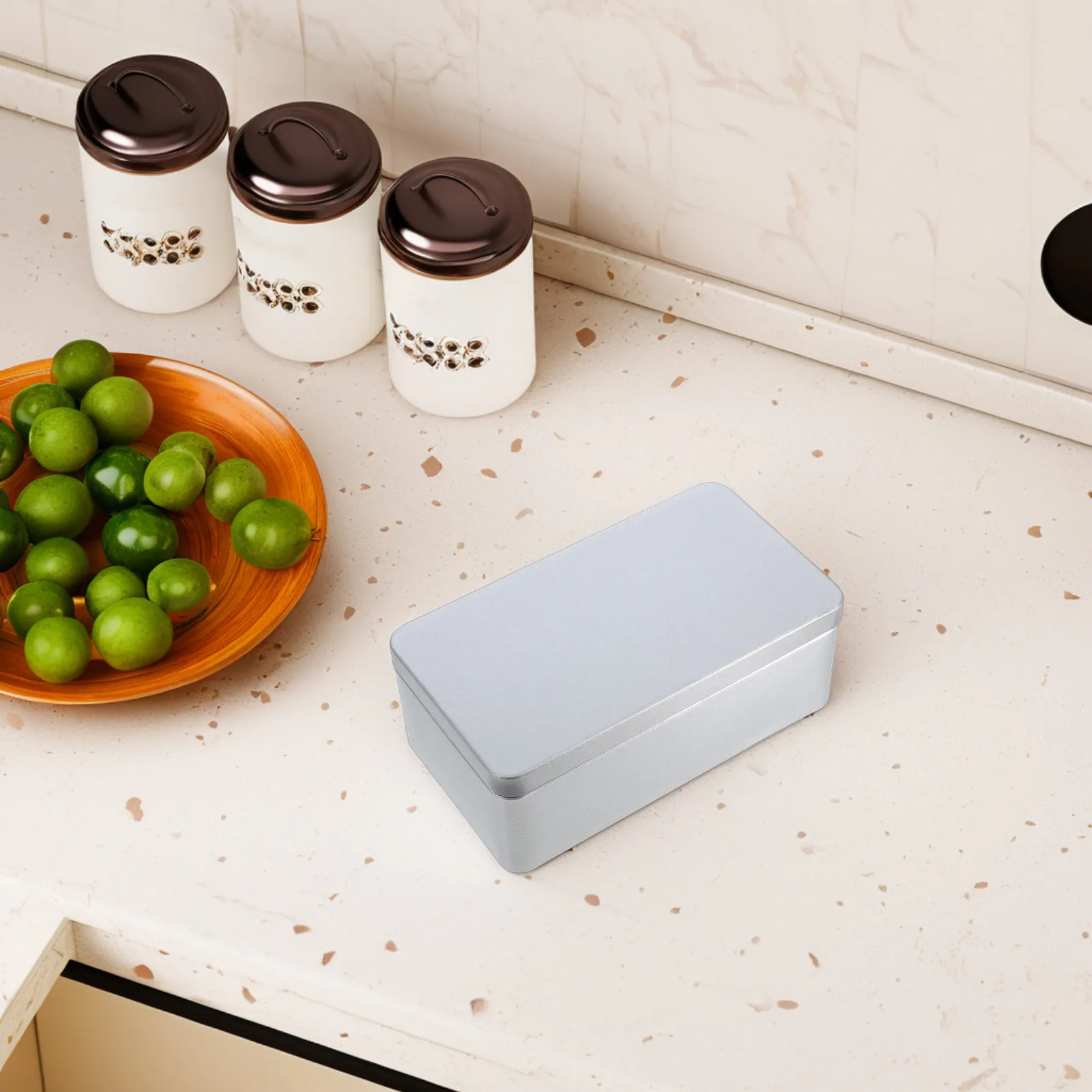 Sweets Empty Silver Tin Home Storage Rectangular Candy Metal Container Containers