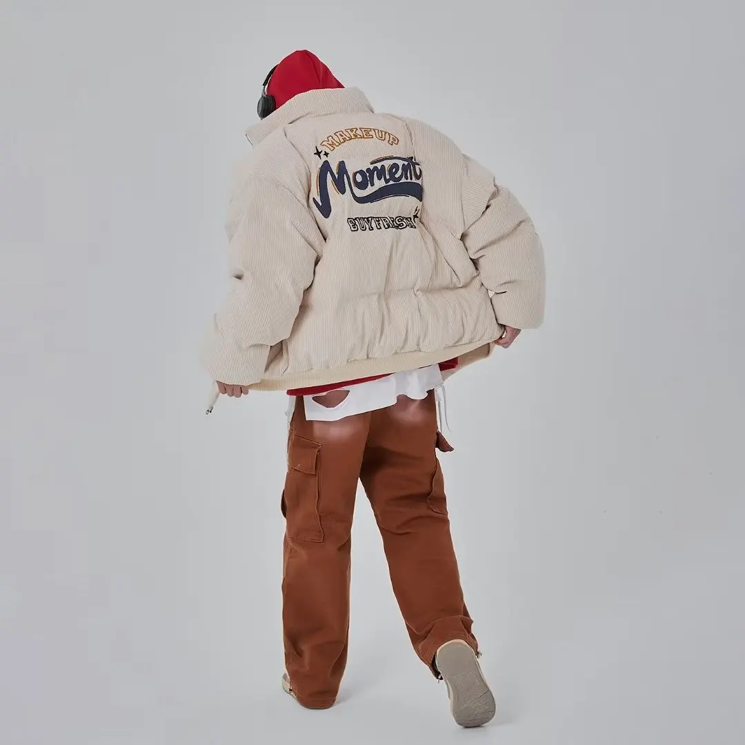 

New 2024 Men's Thiened Winter Cotton Jaet Warm Bread Sle Spor Casual Trendy Outerwear Long Sve Zipper Closure Poly...